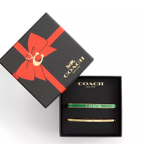 Coach Accessories - Coach Gold Plated Duo Bangle Bracelet Set